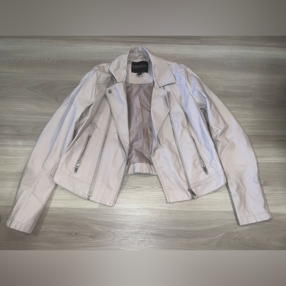 Forever 21 Plus Size Faux Leather Blush Pink Jacket